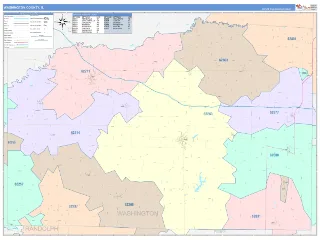 Washington County, IL ColorCast style ZIP Code wall map