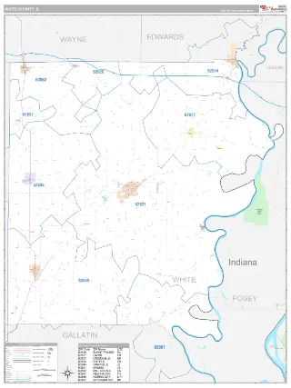 White County, IL Classic style ZIP Code wall map
