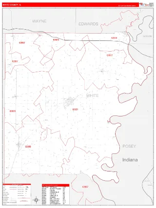White County, IL RedLine style ZIP Code wall map