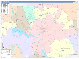 Williamson County, IL ColorCast style ZIP Code wall map