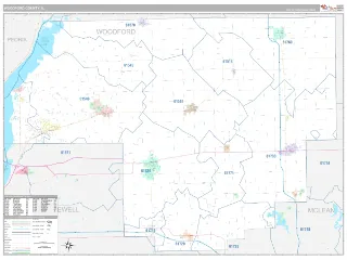 Woodford County, IL Classic style ZIP Code wall map
