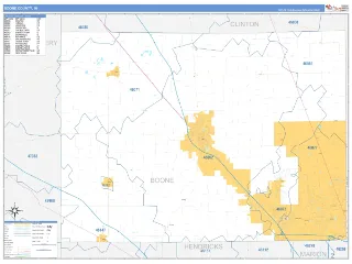 Boone County, IN Business Reference style ZIP Code wall map