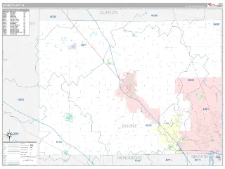 Boone County, IN Classic style ZIP Code wall map