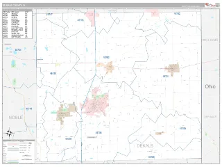 DeKalb County, IN Classic style ZIP Code wall map