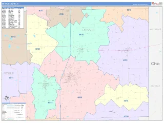 DeKalb County, IN ColorCast style ZIP Code wall map