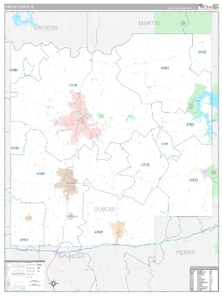 Dubois County, IN Classic style ZIP Code wall map