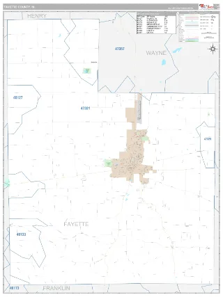 Fayette County, IN Classic style ZIP Code wall map