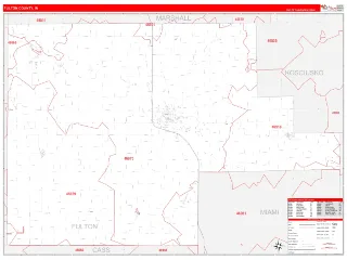 Fulton County, IN RedLine style ZIP Code wall map