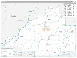 Gibson County, IN Classic style ZIP Code wall map