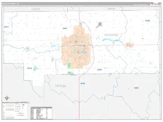 Howard County, IN Classic style ZIP Code wall map