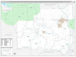 Jackson County, IN Classic style ZIP Code wall map