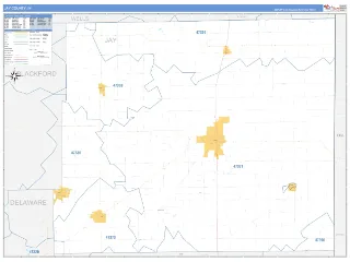 Jay County, IN Business Reference style ZIP Code wall map
