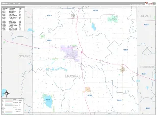 Marshall County, IN Classic style ZIP Code wall map