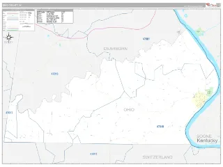 Ohio County, IN Classic style ZIP Code wall map