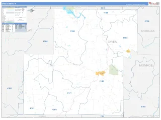 Owen County, IN Business Reference style ZIP Code wall map