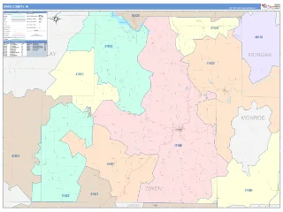 Owen County, IN ColorCast style ZIP Code wall map