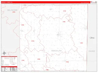 Randolph County, IN RedLine style ZIP Code wall map