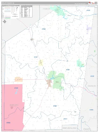 Ripley County, IN Classic style ZIP Code wall map