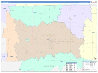 Tipton County, IN ColorCast style ZIP Code wall map