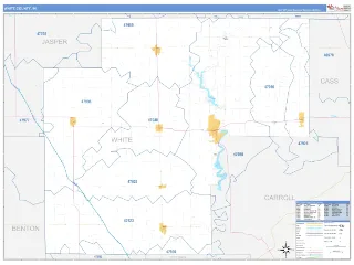 White County, IN Business Reference style ZIP Code wall map