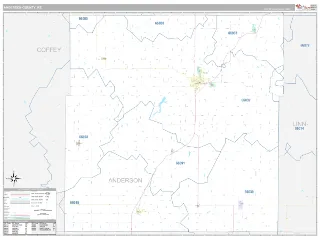 Anderson County, KS Classic style ZIP Code wall map