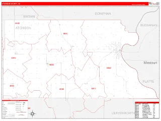 Atchison County, KS RedLine style ZIP Code wall map