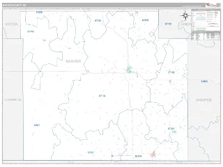 Barber County, KS Classic style ZIP Code wall map