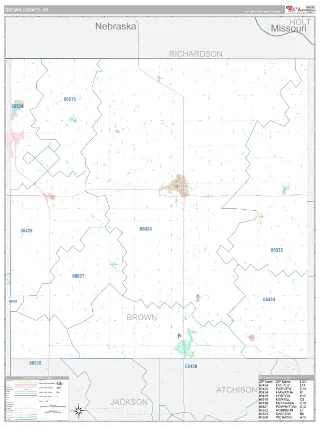 Brown County, KS Classic style ZIP Code wall map