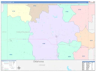 Chautauqua County, KS ColorCast style ZIP Code wall map