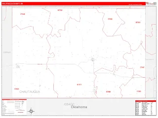 Chautauqua County, KS RedLine style ZIP Code wall map