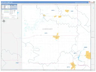 Cherokee County, KS Business Reference style ZIP Code wall map