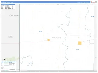Cheyenne County, KS Business Reference style ZIP Code wall map