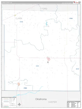 Clark County, KS Classic style ZIP Code wall map