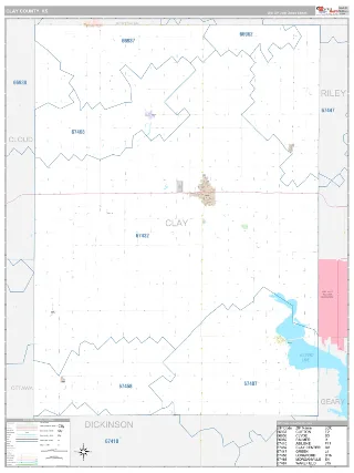 Clay County, KS Classic style ZIP Code wall map