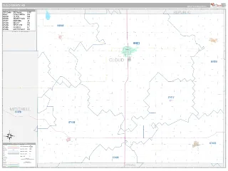 Cloud County, KS Classic style ZIP Code wall map