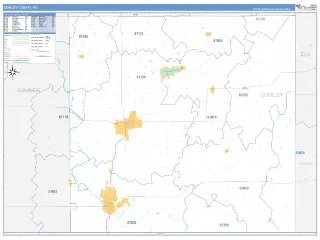 Cowley County, KS Business Reference style ZIP Code wall map