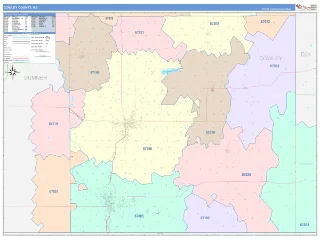 Cowley County, KS ColorCast style ZIP Code wall map