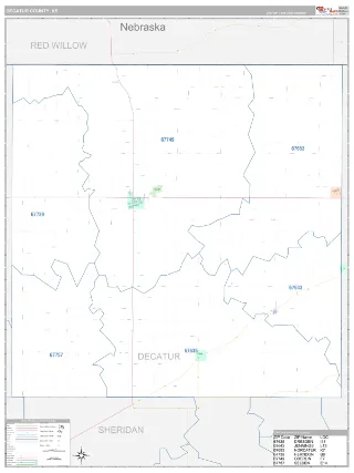 Decatur County, KS Classic style ZIP Code wall map