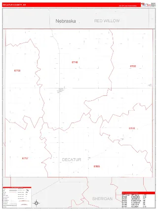 Decatur County, KS RedLine style ZIP Code wall map