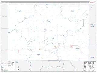 Elk County, KS Classic style ZIP Code wall map