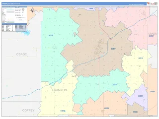 Franklin County, KS ColorCast style ZIP Code wall map
