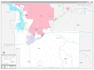 Geary County, KS Classic style ZIP Code wall map