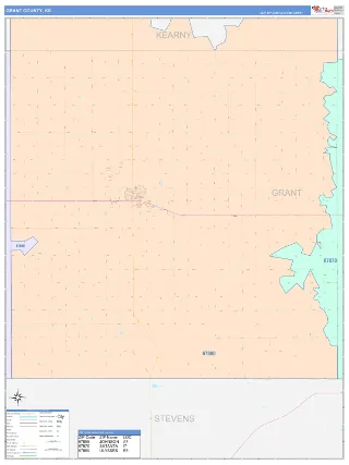 Grant County, KS ColorCast style ZIP Code wall map