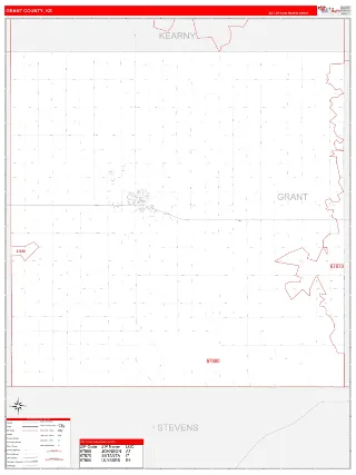 Grant County, KS RedLine style ZIP Code wall map