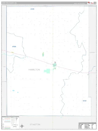Hamilton County, KS Classic style ZIP Code wall map