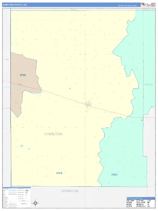 Hamilton County, KS ColorCast style ZIP Code wall map