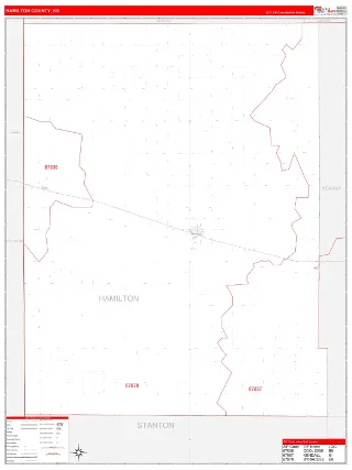 Hamilton County, KS RedLine style ZIP Code wall map