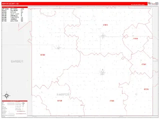 Harper County, KS RedLine style ZIP Code wall map