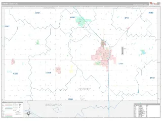 Harvey County, KS Classic style ZIP Code wall map