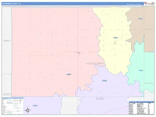 Hodgeman County, KS ColorCast style ZIP Code wall map